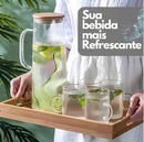 Jarra de Vidro Borossilicato com Tampa de Bambu 1500ml com [10%PrimeiraCompra]+Frete Grátis